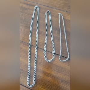 Silver Tone Thick Chain Necklace Lot - Multiple Styles